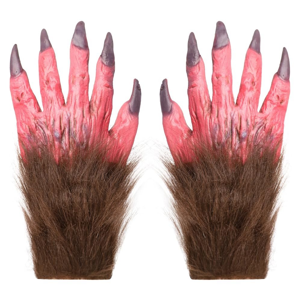 XGOPTS Werewolf Gloves, Plush Horror Wolf Claw Costume Accessories