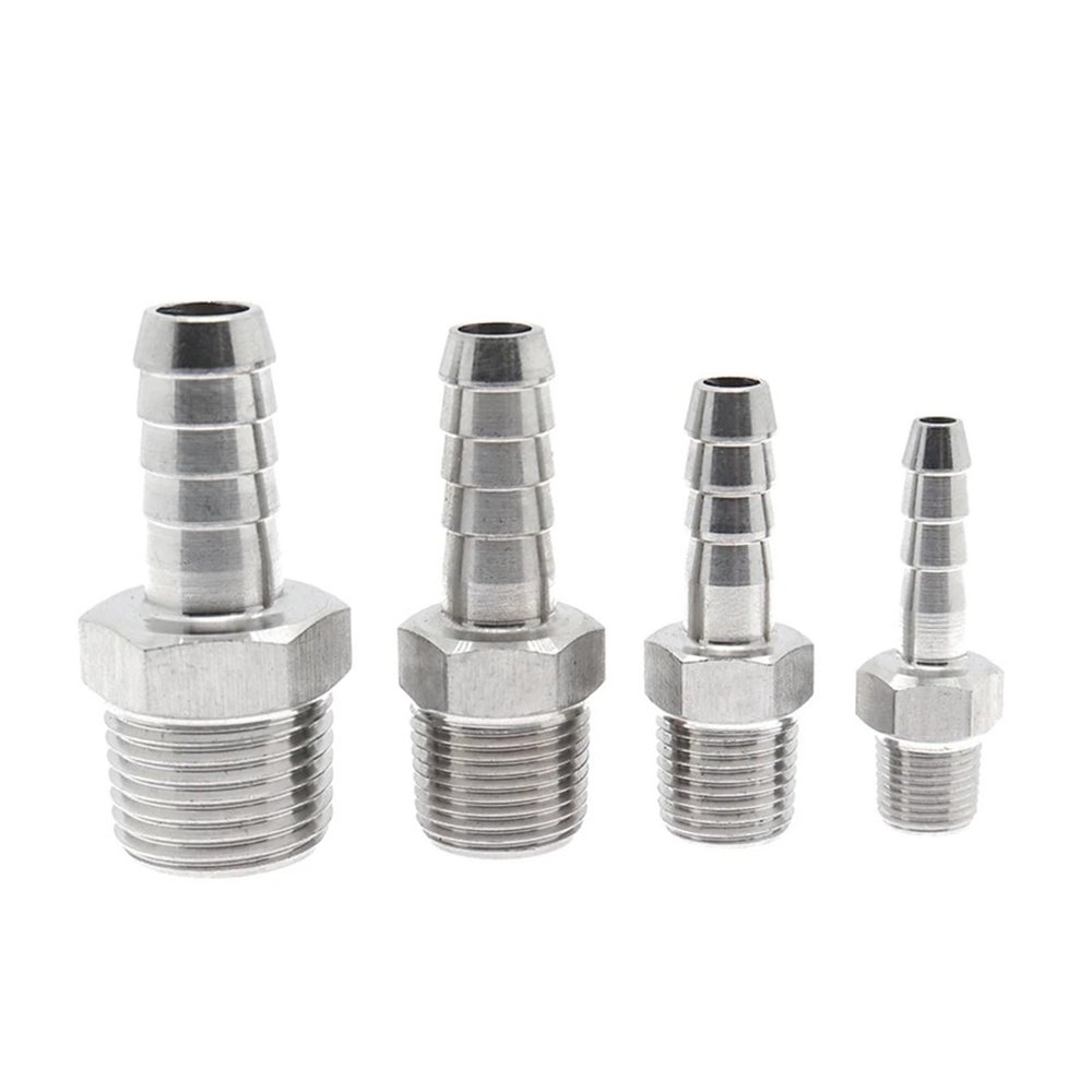 RVBLRDSE 1-Piece 10 mm Hose Barb, 1/2" BSP Male Thread, 304 Stainless Steel High-Pressure Pipe Fitting