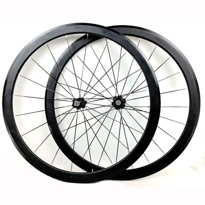 700C Road Bike Wheelset, 40 mm Aluminum Alloy Rims, Flat Spokes, for 23C–32C Tires, Quick Release, Black