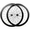 700C Road Bike Wheelset, 40 mm Aluminum Alloy Rims, Flat Spokes, for 23C–32C Tires, Quick Release, Black view 1