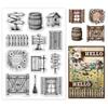 GOMAKERER Clear Silicone Stamps: Wooden Door, Barrel, Fence & Broom view 1