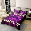 Gamer Game 100% Cotton Bedding Set, 200 x 200 cm, Purple Neon Controller Design view 2