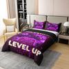 Gamer Game 100% Cotton Bedding Set, 200 x 200 cm, Purple Neon Controller Design view 3