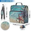 Beach Starfish Shells Blue 3.8 cm 3-Ring Zipper Binder with Shoulder Strap, Waterproof Portfolio Folder for School and Office view 3