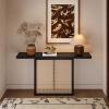 SDCGB 39-Inch Solid Wood Farmhouse Console Table with Woven Rattan, Narrow Entryway Table view 1