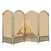 Fireplace Safety Gate, Large Gold 4-Panel Fireplace Screen, Ornate Wrought Iron and Metal Guard, 80 x 120 cm view 1