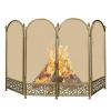 Fireplace Safety Gate, Large Gold 4-Panel Fireplace Screen, Ornate Wrought Iron and Metal Guard, 80 x 120 cm view 4