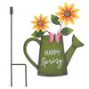 CIYODO Green Iron Watering Can-Shaped Garden Stake, Weatherproof Decorative Outdoor Garden Decor view 1