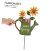 CIYODO Green Iron Watering Can-Shaped Garden Stake, Weatherproof Decorative Outdoor Garden Decor view 3