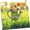 CIYODO Green Iron Watering Can-Shaped Garden Stake, Weatherproof Decorative Outdoor Garden Decor view 4
