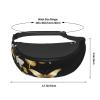 Belt Bag for Men and Women, Lightweight, Adjustable, Gold-Tone with White Butterflies, Black, for Travel, Hiking and Running view 3