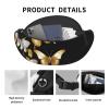 Belt Bag for Men and Women, Lightweight, Adjustable, Gold-Tone with White Butterflies, Black, for Travel, Hiking and Running view 4