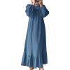 Women's Casual Muslim Dress, Prayer Wear, Relaxed Kaftan (Blue, XXL) view 1