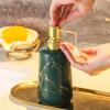 DQZRTUECA Ceramic Refillable Soap Dispenser with Marble Texture and Gold Pump, White, Small view 3