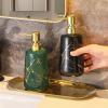 DQZRTUECA Ceramic Refillable Soap Dispenser with Marble Texture and Gold Pump, White, Small view 4