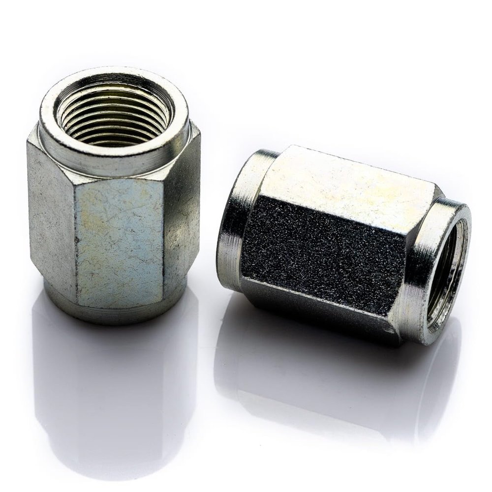 POLBERIS 3/4" Steel Hydraulic Hex Adapter Nut, Zinc-Plated, Metric Thread