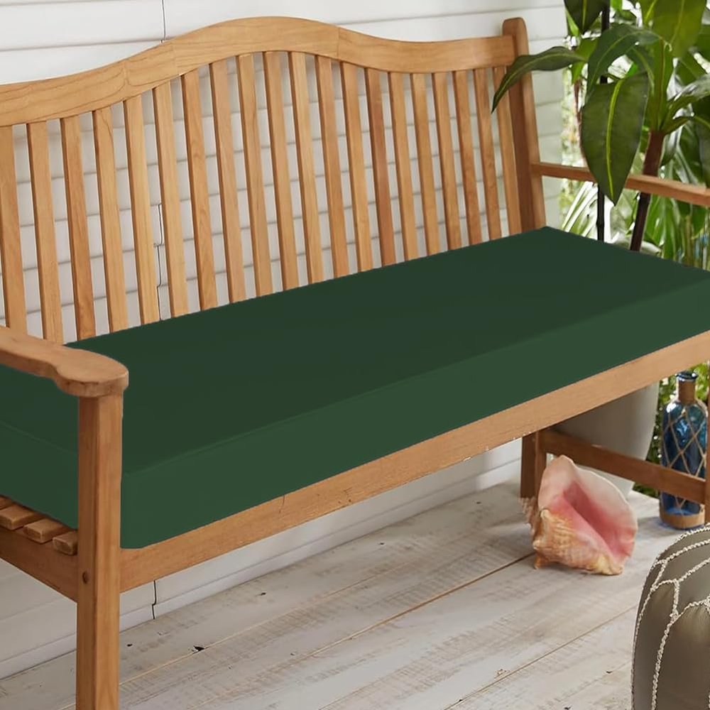 AZMAHT Outdoor Garden Bench Cushion, Washable Waterproof Cover, Army Green, 40 x 40 x 5 cm