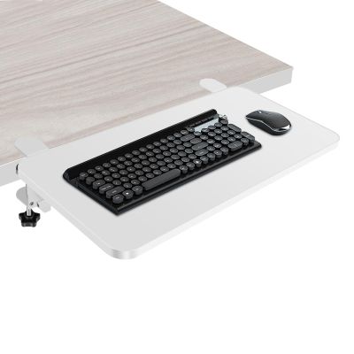 HAVVMK Desk Extension Tray, 52 x 25 cm Armrest Support, 90° Folding Keyboard Tray, Clamp-On