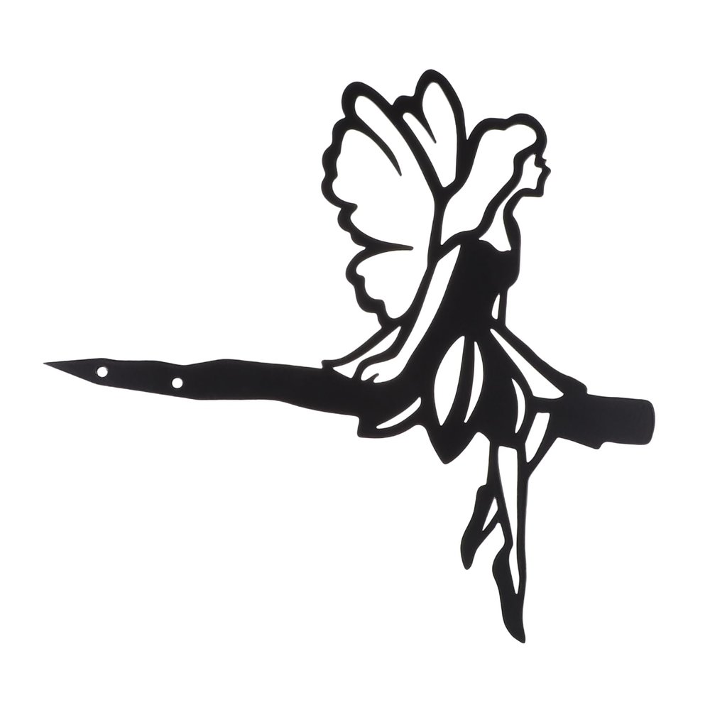 Toyvian Black Wrought-Iron Fairy Garden Stake, Weather-Resistant