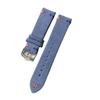 Cong Yi 20/22mm Genuine Matte Leather Double-Stitch Watch Band, Blue Gray, 22mm view 1