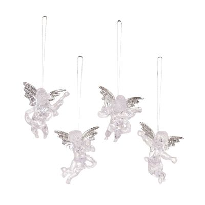 4-Pack Crystal-Look Angel Ornaments for Christmas Trees