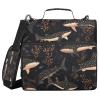 3-Ring Portfolio Binder with Handle and Removable Shoulder Strap, Funny Whale Shark, Rose, Black, with Zipper Pocket for Middle School Students view 1