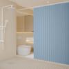 DSSHENGDS Adjustable Waterproof Weighted Shower Curtain, Accordion-Fold Design, Sky Blue, 200 x 180 cm view 2