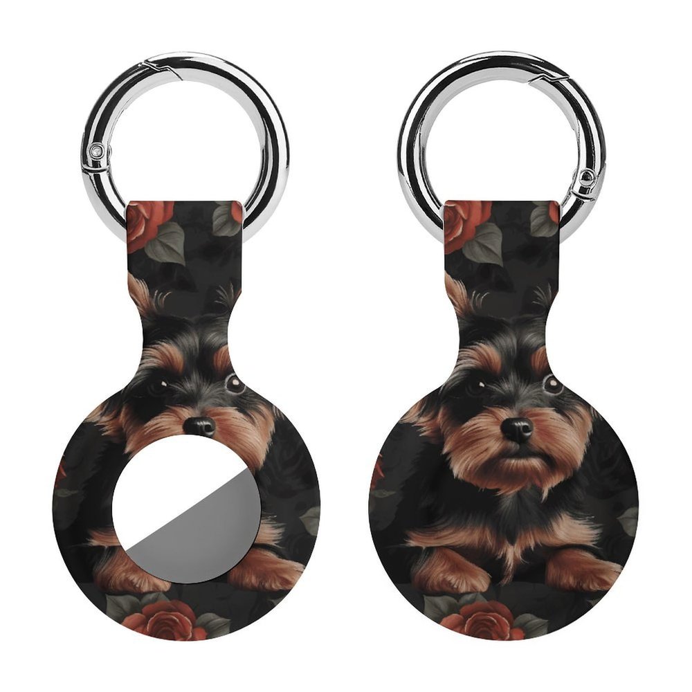 Apple AirTag Case with Keychain, Yorkie Puppy Print