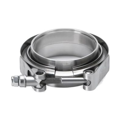 Flat V-Band Exhaust Clamp with Flanges, 304 Stainless Steel, 1.5–4 in