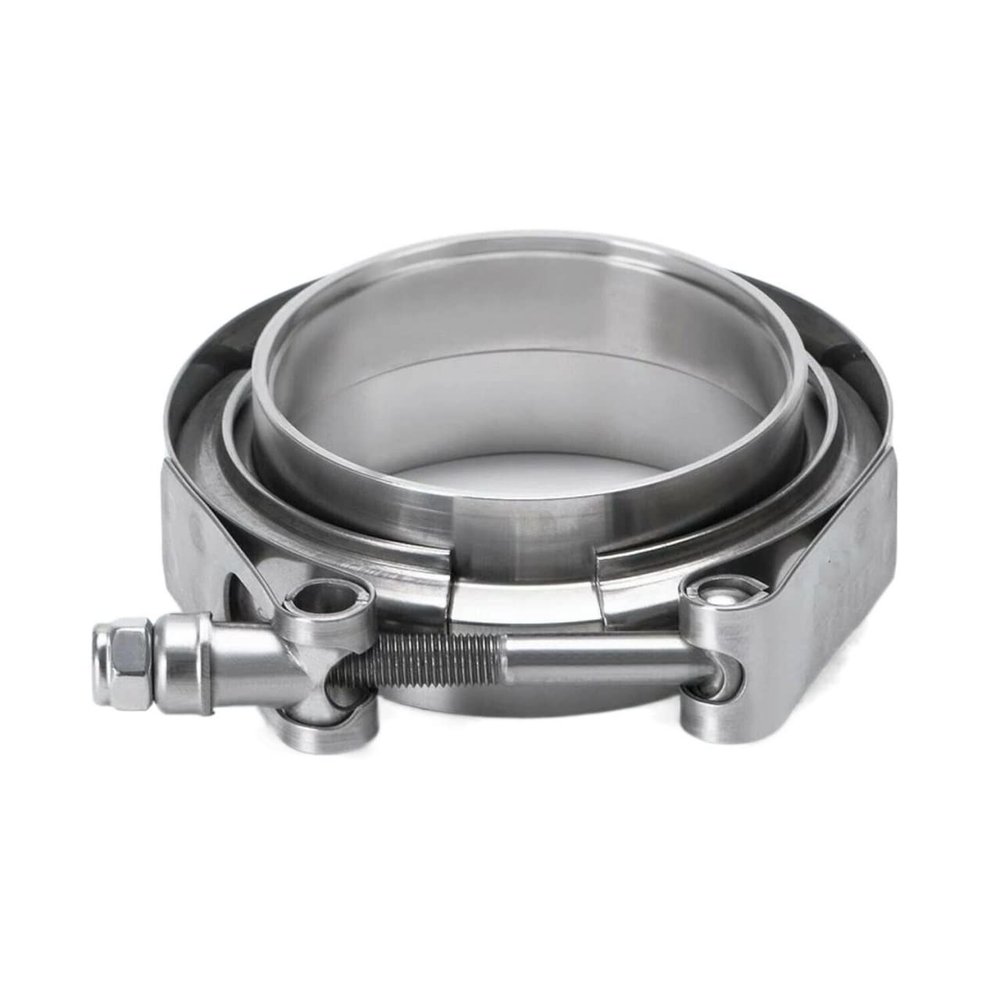 Flat V-Band Exhaust Clamp with Flanges, 304 Stainless Steel, 1.5–4 in