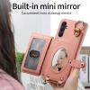 DGSZYZKJ Samsung Galaxy A54 Case with Strap, Card Holder, Zipper, Ring Stand & Cosmetic Mirror - Pink view 2