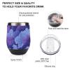 Jubonexis Fluid Lines Insulated Stainless Steel Wine Glass with Lid, 340 ml, Purple view 3