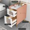 Modern Nordic Nightstand, Ultra-Slim Solid Wood Mini Bedside Table with 2 Drawers, 25 x 40 x 52 cm view 3