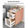 Modern Nordic Nightstand, Ultra-Slim Solid Wood Mini Bedside Table with 2 Drawers, 25 x 40 x 52 cm view 4