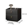 Modern Black Solid Wood Nightstand with 2 Drawers and Leather Cover, 50 cm view 2