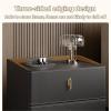 Modern Black Solid Wood Nightstand with 2 Drawers and Leather Cover, 50 cm view 3