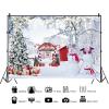 ASDCXZ Christmas Photography Backdrop, 8x6 ft, Winter Snow Landscape with Christmas Tree and Snowman view 2