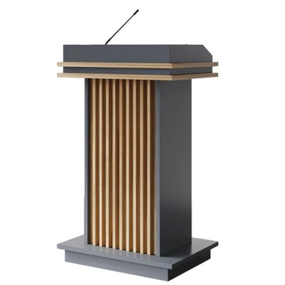 Wooden Lectern with 4 Casters and Storage Shelf