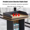 Wooden Lectern with 4 Casters and Storage Shelf view 3