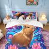 Homemissing Ocean Wave Flower Capybara Bedding Set, 135 x 200 cm view 3