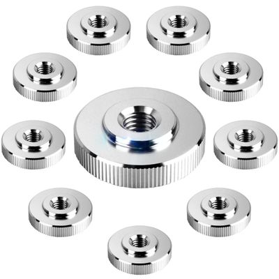 10-Piece M4 Flat Knurled Thumb Nuts, Stainless Steel, DIN 467