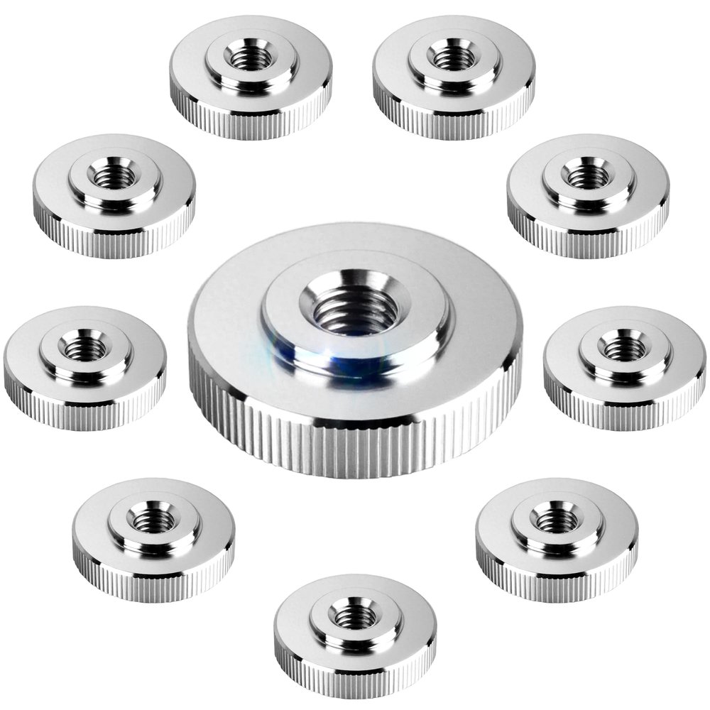 10-Piece M4 Flat Knurled Thumb Nuts, Stainless Steel, DIN 467
