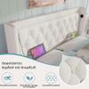 RIAZOS Upholstered Platform Bed 180 x 200 cm, PU Hydraulic Storage Bed with USB-C Charging, LED Headboard, No Mattress, White view 2