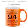 Kiddle-Design Personalized 94th Birthday Mug, “Life Really Begins at 94” – Neon Orange view 2