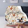 Chicken Floral Pattern Fleece Flannel Blanket view 3