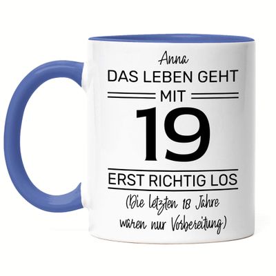 Kiddle-Design Personalized 19th Birthday Mug, Blue