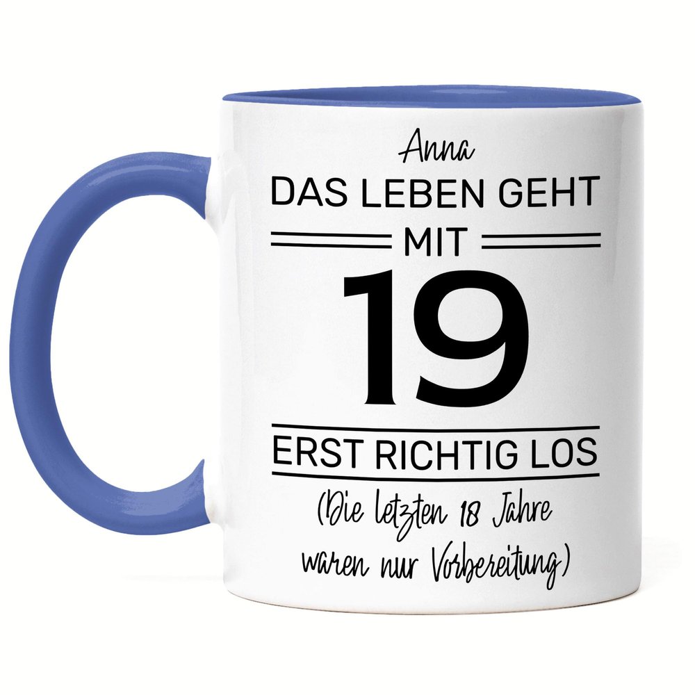 Kiddle-Design Personalized 19th Birthday Mug, Blue