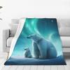 HiHELLOH Polar Bear Blanket for Men and Women, Aurora Animal Gift for Bear Lovers, Soft Fuzzy Throw Blanket, Decor, Plush Birthday Gift, Valentine's Day, 203.2 x 152.4 cm view 2