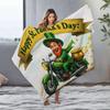 CDSS White Blanket, St. Patrick's Day Motorcycle Parade Flannel Throw, 125 x 150 cm view 1