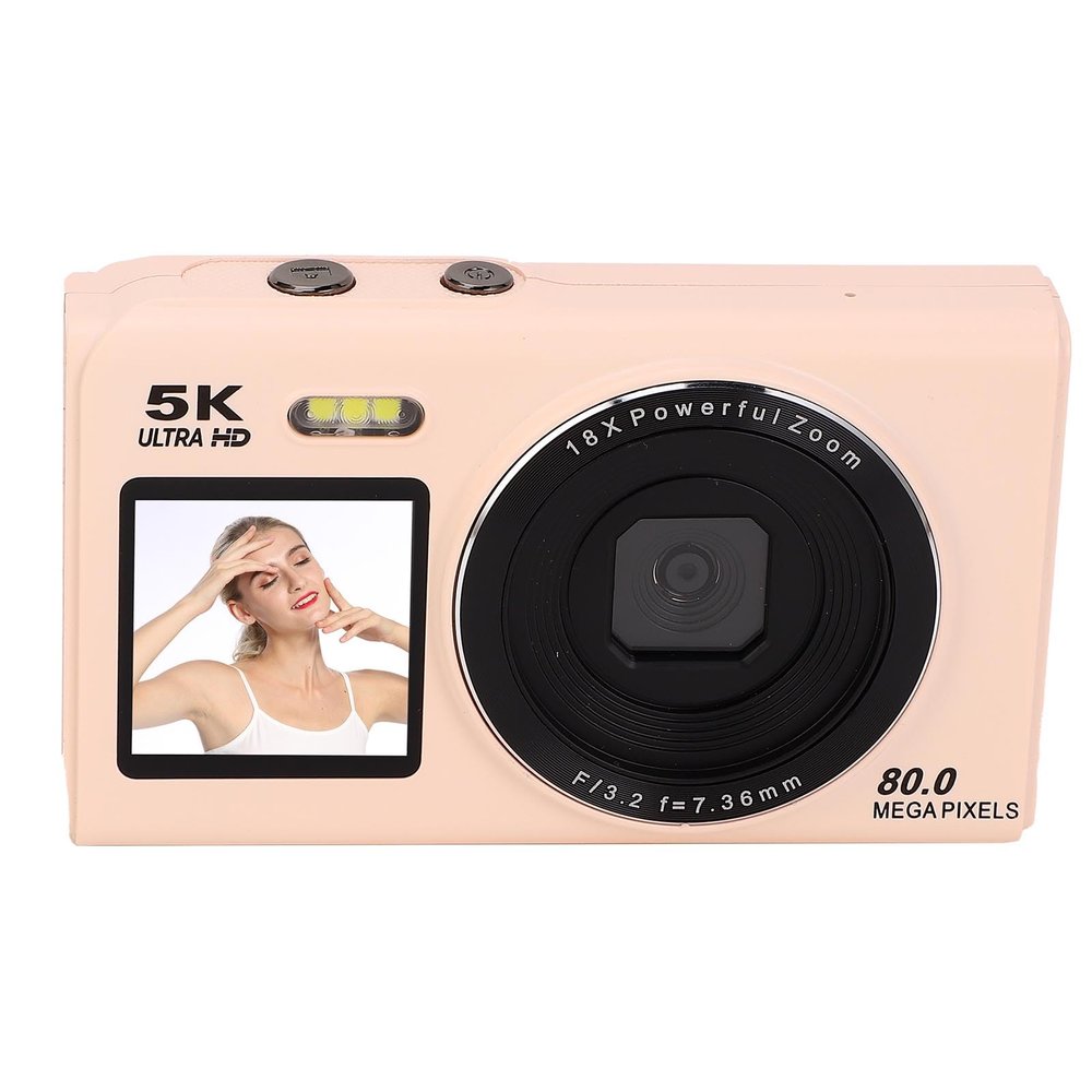 ASHATA 5K Digital Camera for Photography, Autofocus, 80 MP UHD Vlogging Camera for YouTube with Dual Screens, 18x Digital Zoom, Wi-Fi, Built-In Flash, for Content Creators (32GB)